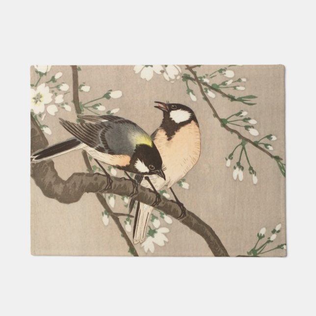Japanese Asian Koson Bird Chickadee Songbird Doormat (Front)