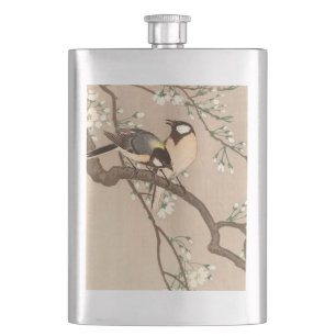 Japanese Asian Koson Bird Chickadee Songbird Hip Flask