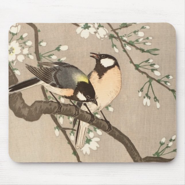 Japanese Asian Koson Bird Chickadee Songbird Mouse Pad (Front)