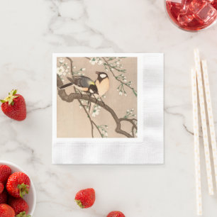 Japanese Asian Koson Bird Chickadee Songbird Napkin