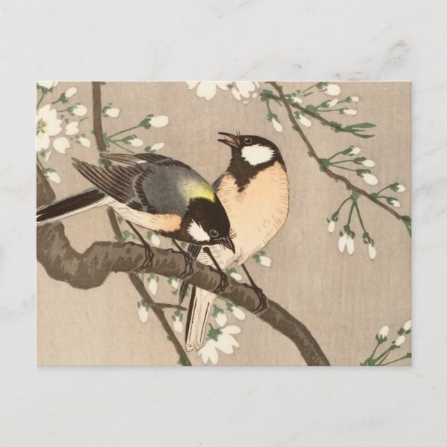 Japanese Asian Koson Bird Chickadee Songbird Postcard (Front)