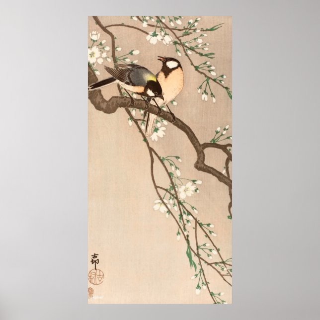 Japanese Asian Koson Bird Chickadee Songbird Poster (Front)