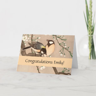Japanese Asian Ohara Koson Bird Chickadee Songbird Card