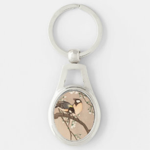 Japanese Asian Ohara Koson Bird Chickadee Songbird Keychain
