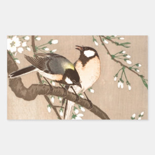 Japanese Asian Ohara Koson Bird Chickadee Songbird Sticker