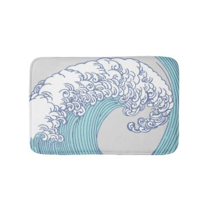 Japanese Asian Surf Wave Art Ocean Art Bath Mat