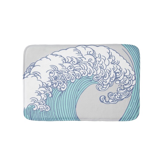Japanese Asian Surf Wave Art Ocean Art Bath Mat (Front)