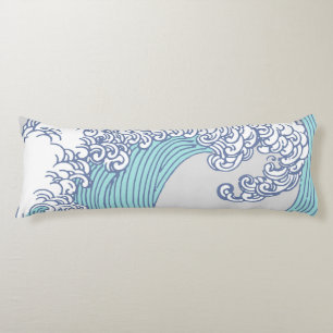 Japanese Asian Surf Wave Art Ocean Art Body Pillow