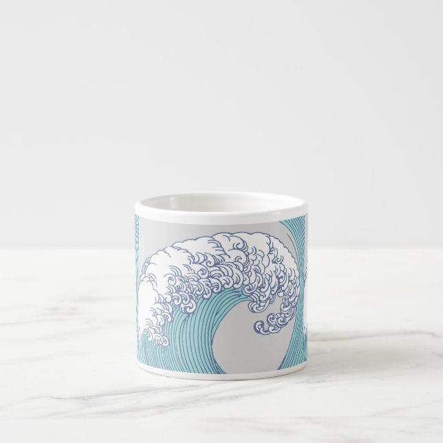 Japanese Asian Surf Wave Art Ocean Art Espresso Cup (Front)