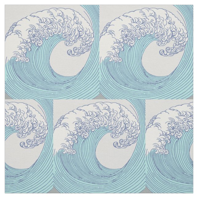 Japanese Asian Surf Wave Art Ocean Art Fabric (Swatch)