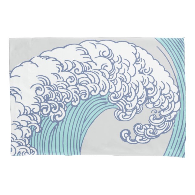 Japanese Asian Surf Wave Art Ocean Art Pillowcase (Front)