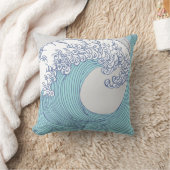 Japanese Asian Surf Wave Art Ocean Art Throw Pillow (Blanket)