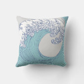 Japanese Asian Surf Wave Art Ocean Art Throw Pillow (Back)