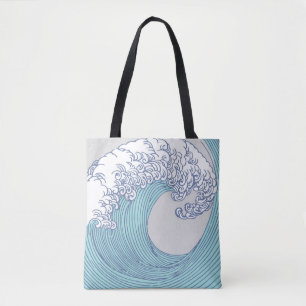 Japanese Asian Surf Wave Art Ocean Art Tote Bag