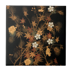 Japanese Autumn Flowers & Tree Tile