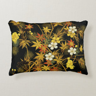 Japanese Autumn Leaves Antique Botanical Accent Pillow
