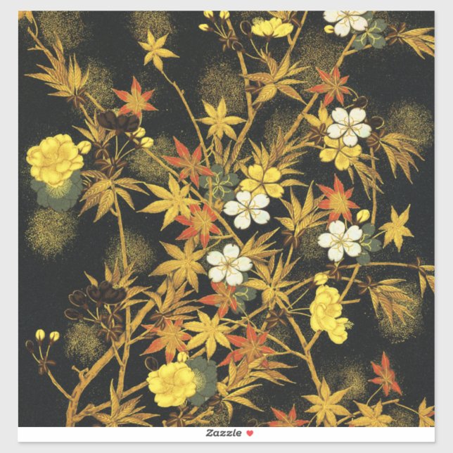 Japanese Autumn Leaves Antique Rich Classic Art (Sheet)
