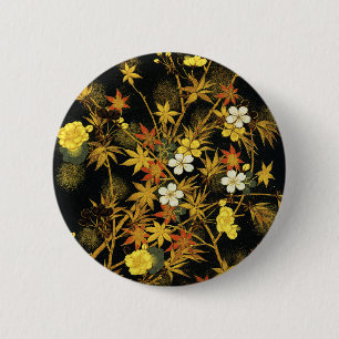 Japanese Autumn Leaves Antique Rich Classic Art 2 Inch Round Button