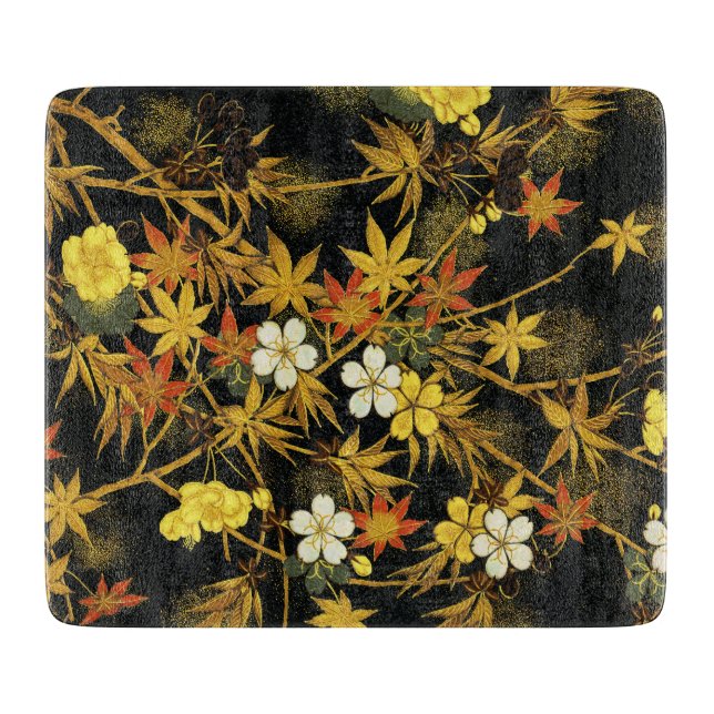 Japanese Autumn Leaves Antique Rich Classic Art Cutting Board (Front)