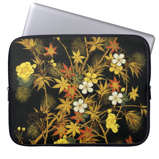 Japanese Autumn Leaves Antique Rich Classic Art Laptop Sleeve (Front)