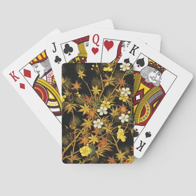 Japanese Autumn Leaves Antique Rich Classic Art Playing Cards (Back)