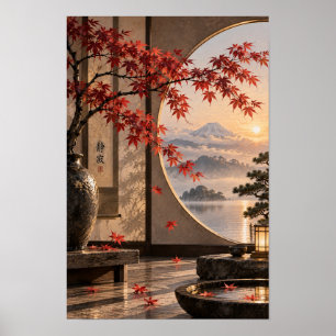 Japanese Autumn Maple Mount Fuji Zen Wall Art