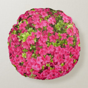 Japanese azaleas round pillow