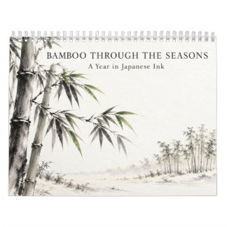 Japanese Bamboo Sumi-e Art Through the Seasons Calendar