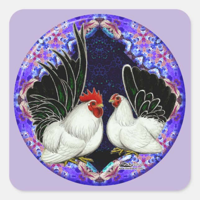 Japanese Bantam Circle Square Sticker (Front)