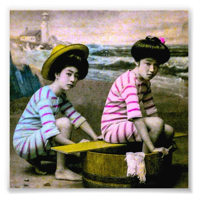 Japanese Bathing Beauties Vintage Beach Babes Photo Print (Front)