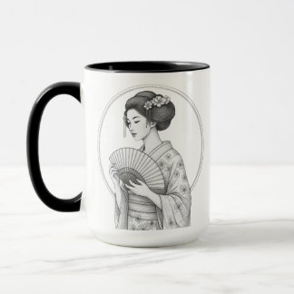 Japanese Beauty with Folding Fan Mug