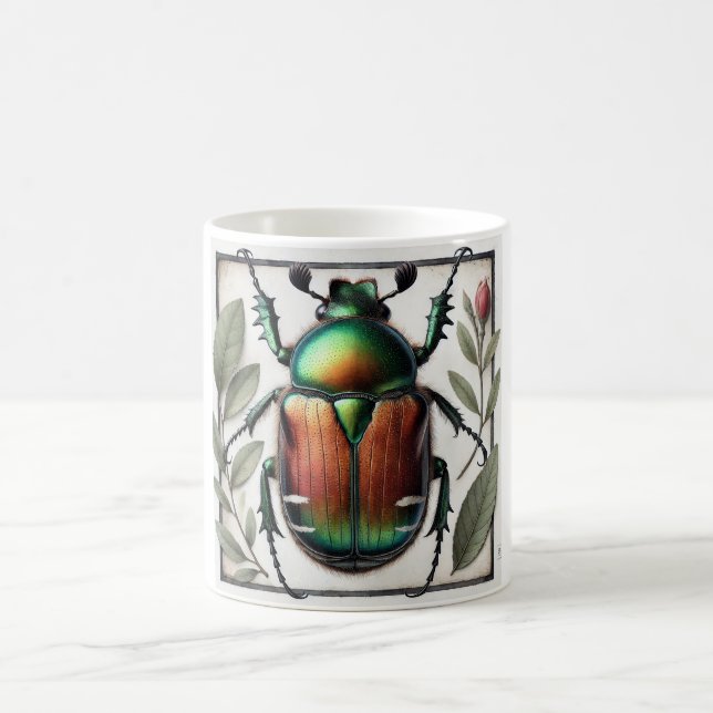 Japanese beetle painting 110924IREF232 - Watercolo Coffee Mug (Center)