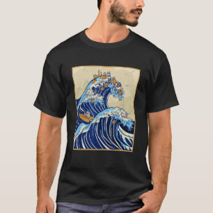 Japanese Big Wave of Cats Surfing Kanagawa Wave Vi T-Shirt