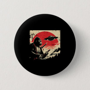 Japanese Bigfoot Samurai Ufo Vintage Sasquatch Men 2 Inch Round Button