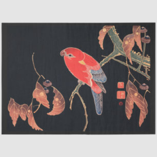 Japanese bird  black decoupage paper 