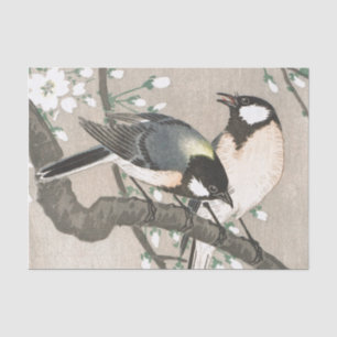 Japanese bird in a tree Tissue Paper
