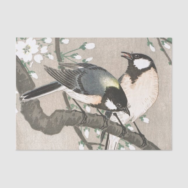 Japanese bird in a tree Tissue Paper (Front)