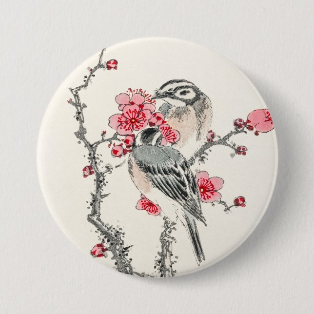 Japanese Birds 3 Inch Round Button (Front)