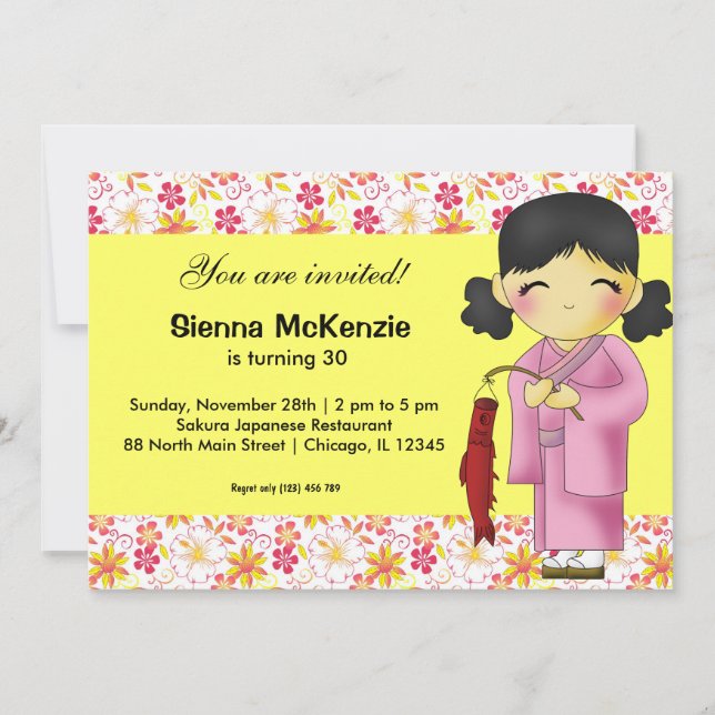 Japanese Birthday theme Invitation (Front)