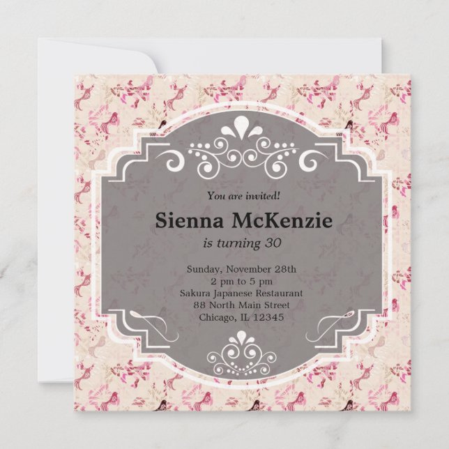 Japanese birthday theme invitation (Front)