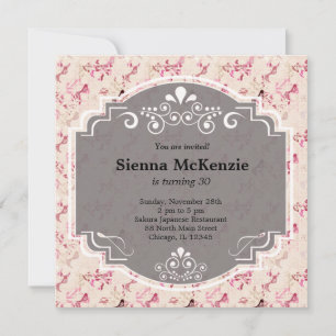 Japanese birthday theme invitation