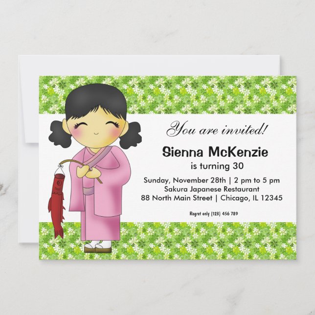 Japanese Birthday theme Invitation (Front)
