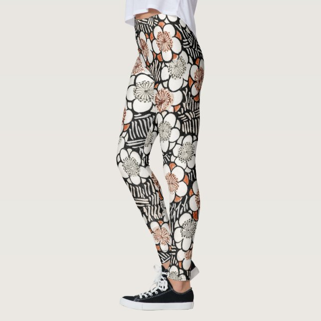 Japanese Black and Red Floral  Leggings (Left)