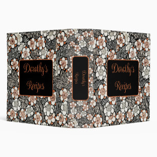 Japanese Black and Red Floral Pattern Personalized Binder
