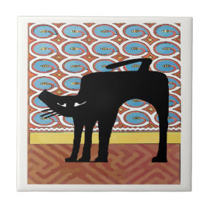 Japanese Black Cat Print Tile