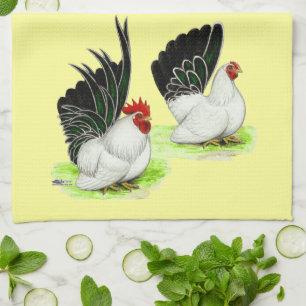 Japanese Black White Bantams Kitchen Towel