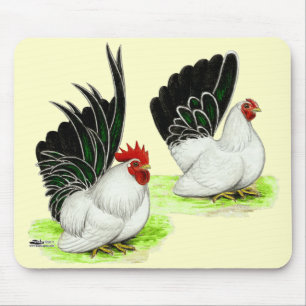 Japanese Black White Bantams Mouse Pad