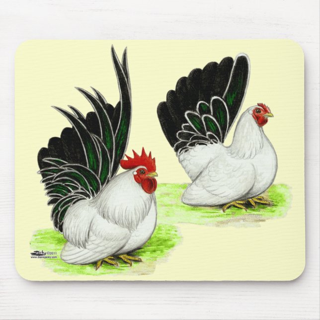 Japanese Black White Bantams Mouse Pad (Front)