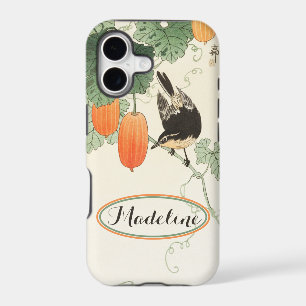 Japanese Block Print Bird Orange Fruit Personalize