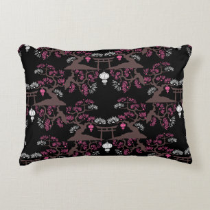 Japanese Blossom Print Home Decor Accent Pillow